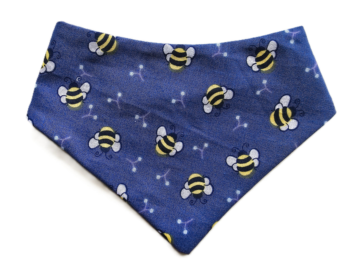 Bees on Blue Dog Bandana 🐝💙