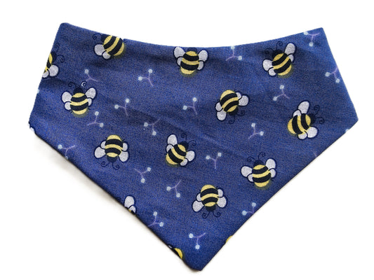 Bees on Blue Dog Bandana 🐝💙