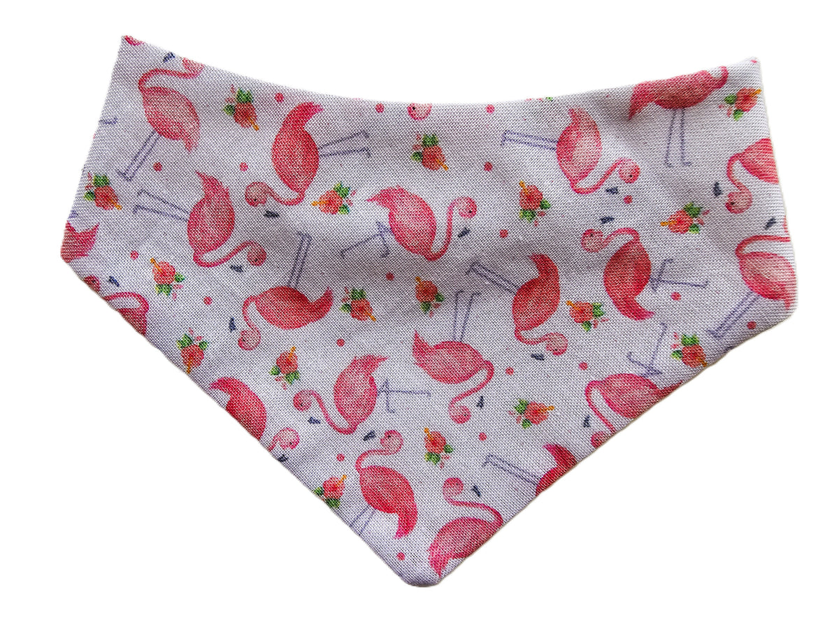 Pink Flamingos on White Dog Bandana 🦩🐾