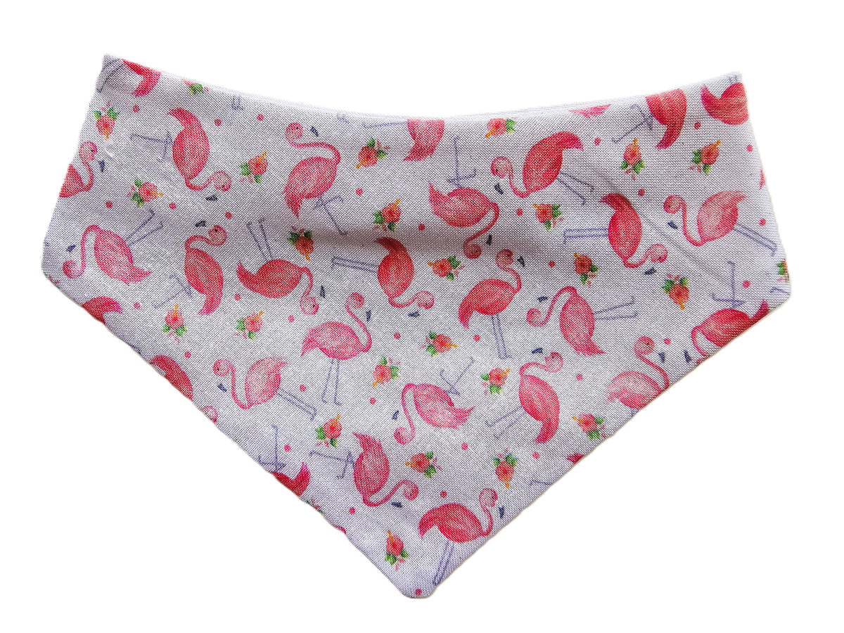 Pink Flamingos on White Dog Bandana 🦩🐾
