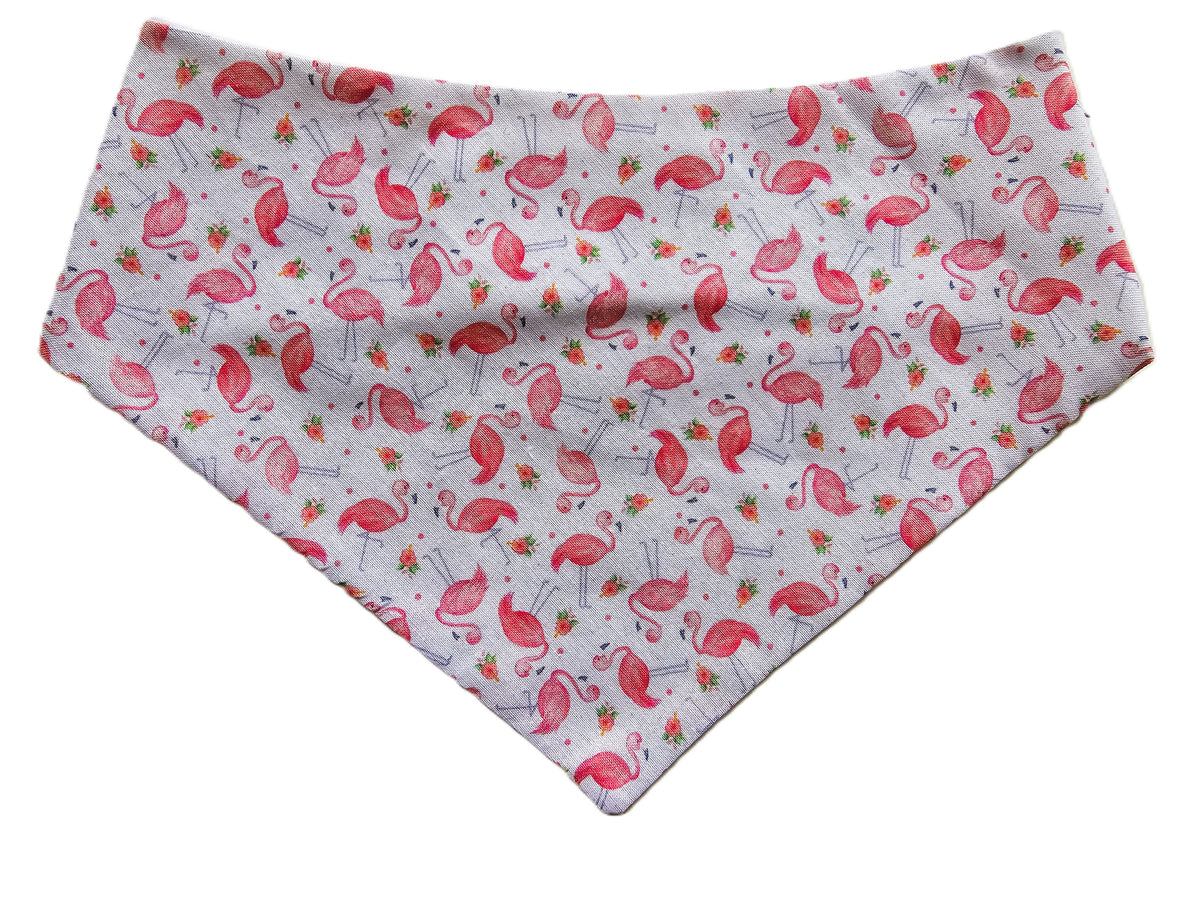 Pink Flamingos on White Dog Bandana 🦩🐾