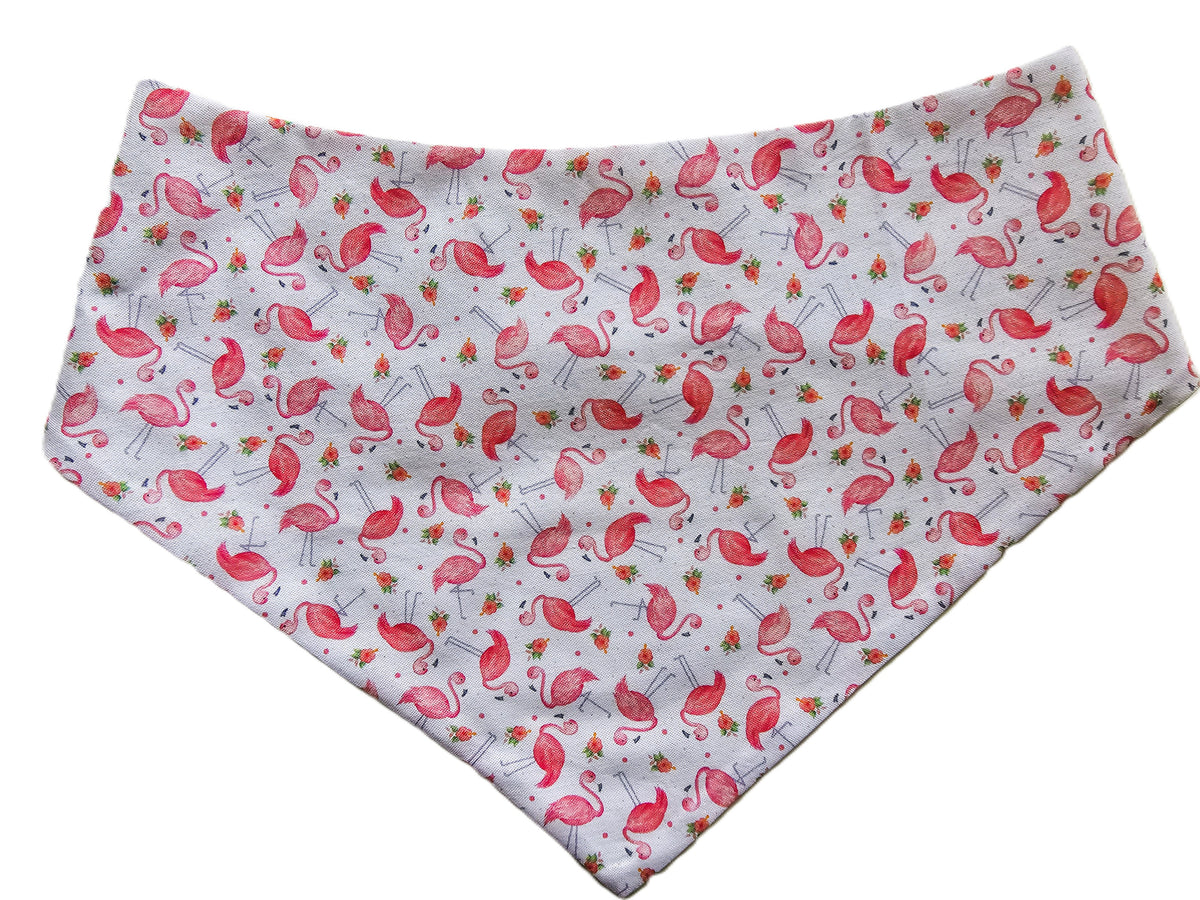 Pink Flamingos on White Dog Bandana 🦩🐾