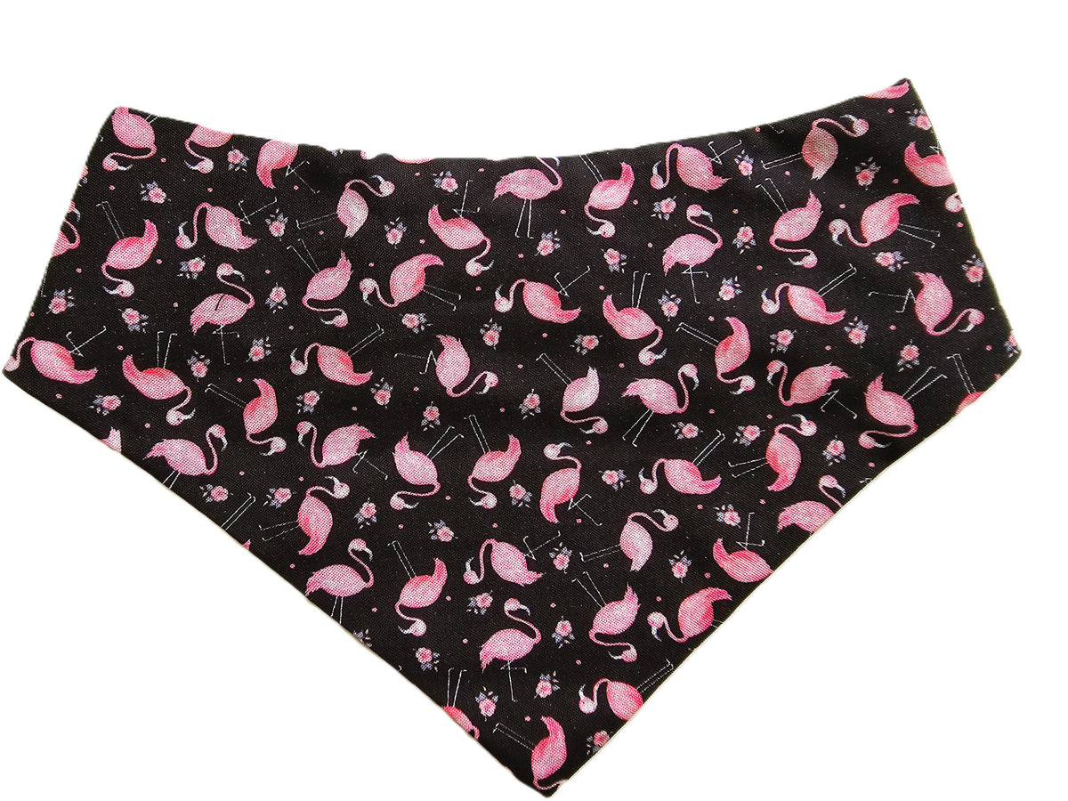 Pink Flamingos on Black Dog Bandana 🦩🐾 LIMITED EDITION
