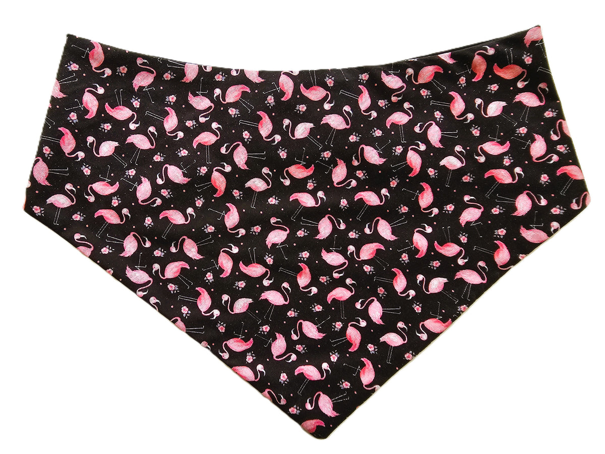 Pink Flamingos on Black Dog Bandana 🦩🐾 LIMITED EDITION