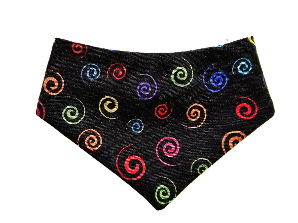 Bright Swirls on Black Dog Bandana – Limited Edition 🐾🌈
