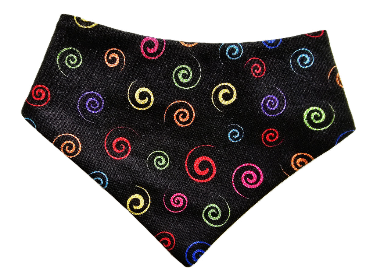 Bright Swirls on Black Dog Bandana – Limited Edition 🐾🌈