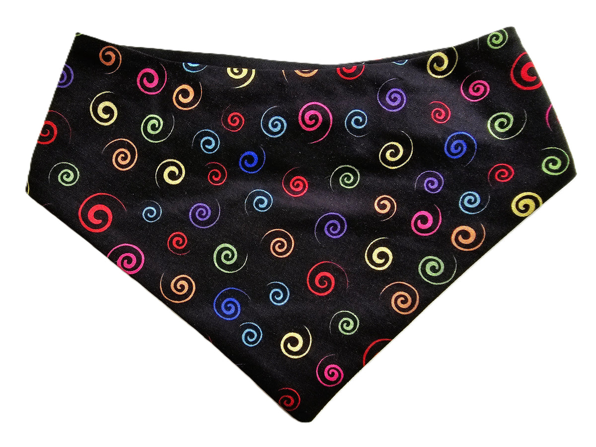 Bright Swirls on Black Dog Bandana – Limited Edition 🐾🌈