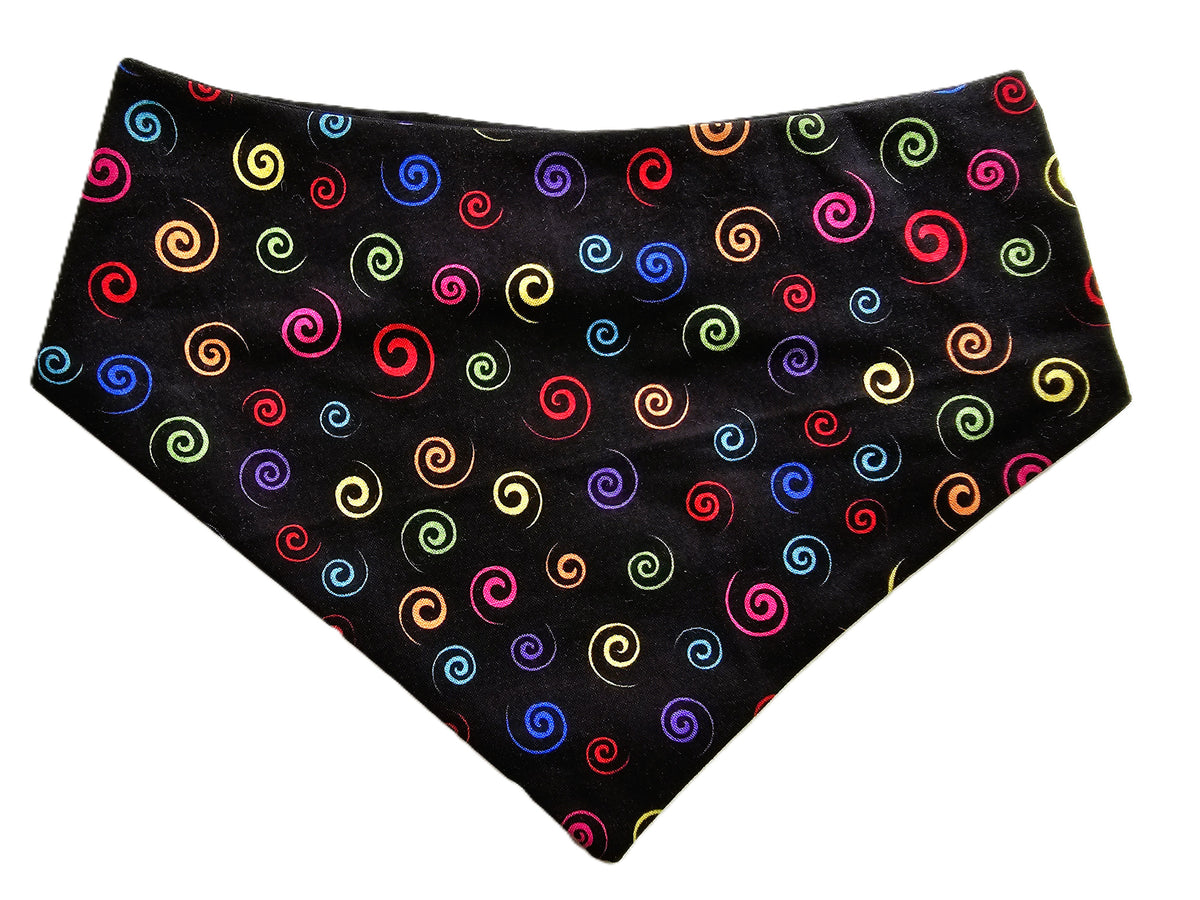 Bright Swirls on Black Dog Bandana – Limited Edition 🐾🌈