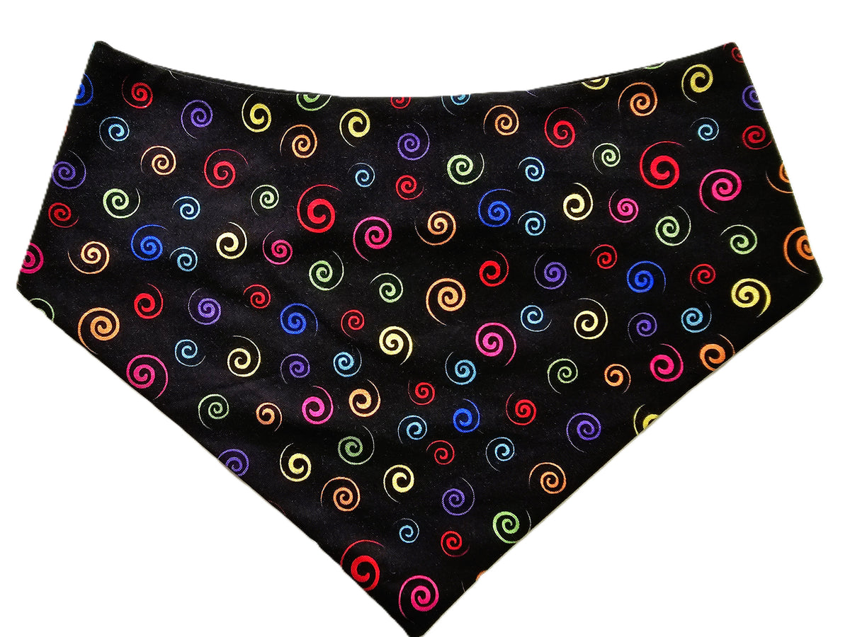 Bright Swirls on Black Dog Bandana – Limited Edition 🐾🌈