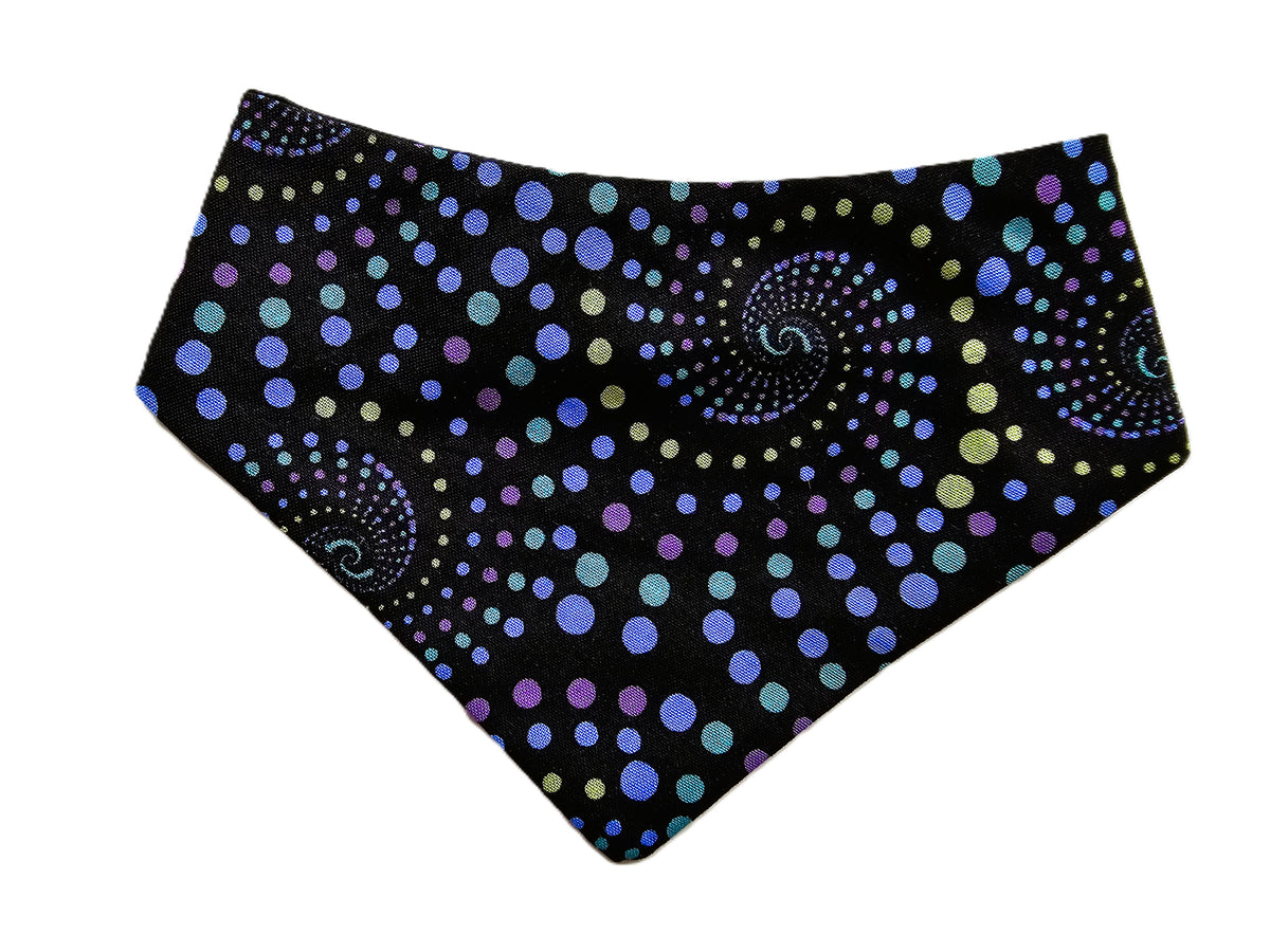 Funky Spot Swirls on Black Dog Bandana – Limited Edition 🐾🎨