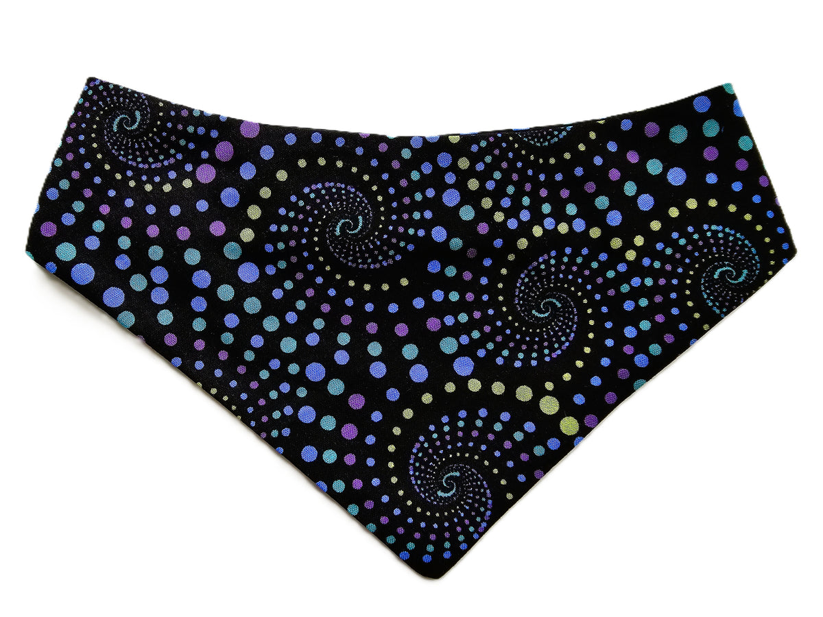 Funky Spot Swirls on Black Dog Bandana – Limited Edition 🐾🎨