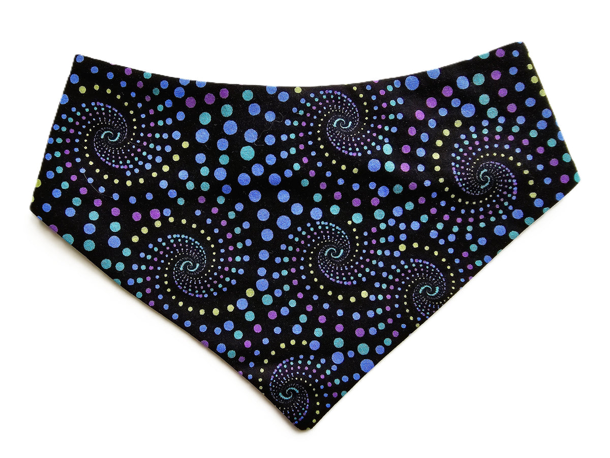 Funky Spot Swirls on Black Dog Bandana – Limited Edition 🐾🎨