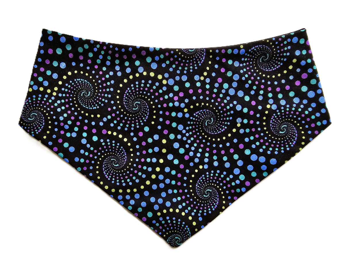 Funky Spot Swirls on Black Dog Bandana – Limited Edition 🐾🎨