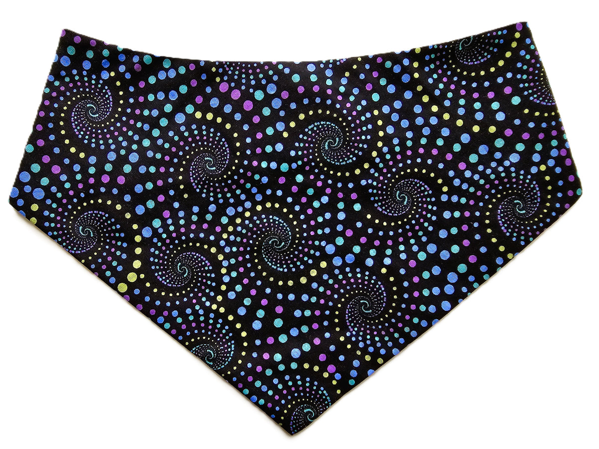 Funky Spot Swirls on Black Dog Bandana – Limited Edition 🐾🎨