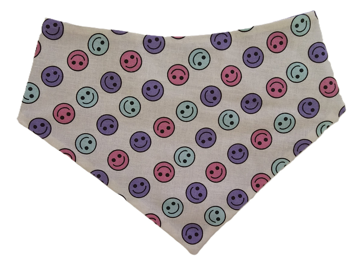 🌈😊 Pastel Smiley Faces Pet Bandana 🐾💕