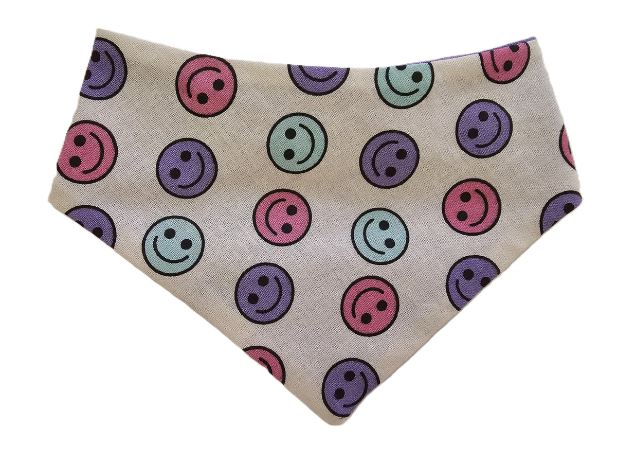 🌈😊 Pastel Smiley Faces Pet Bandana 🐾💕
