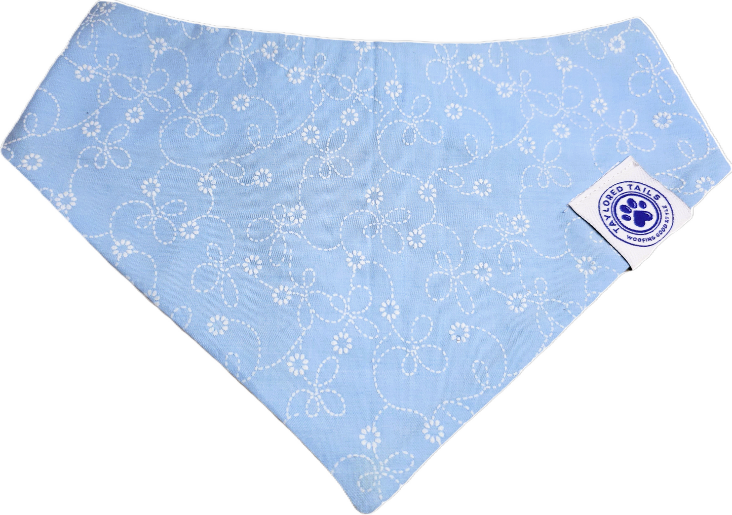 Blue Broderie Anglaise Dog Bandana