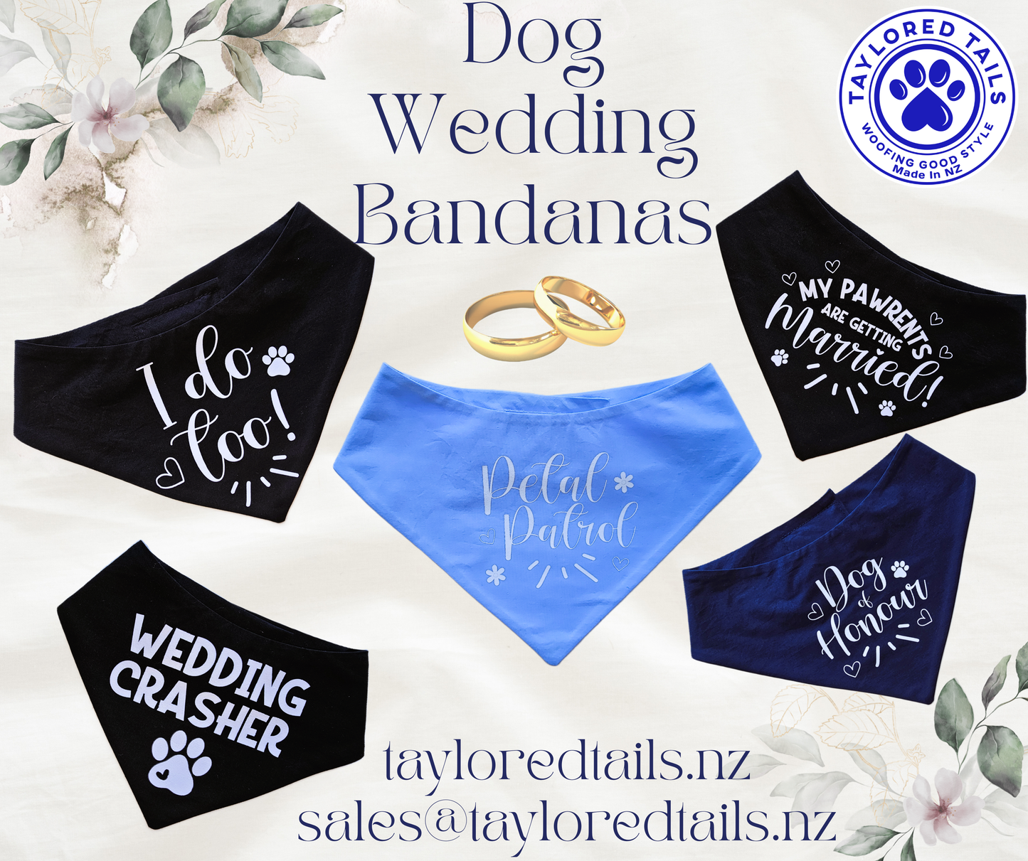 Dog Wedding Bandanas with Sayings