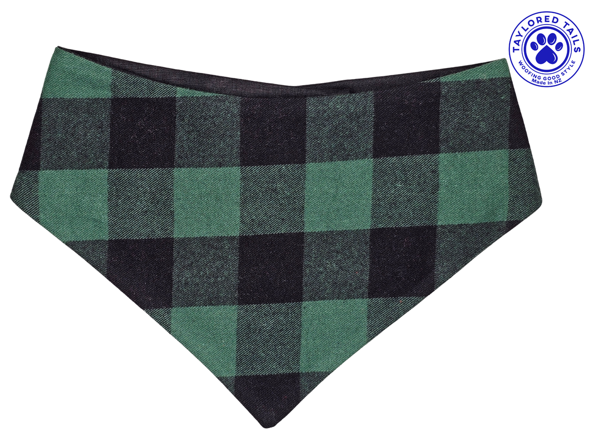 Green Flannel Dog Bandana
