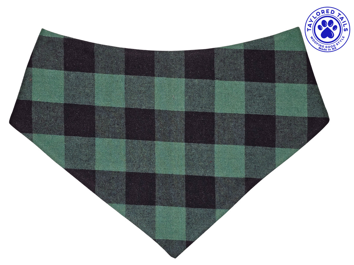 Green Flannel Dog Bandana