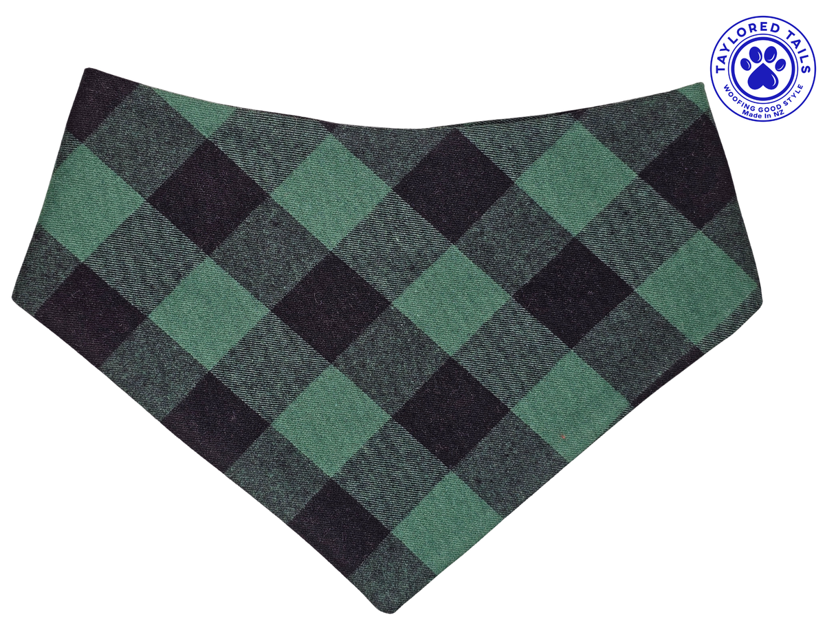 Green Flannel Dog Bandana
