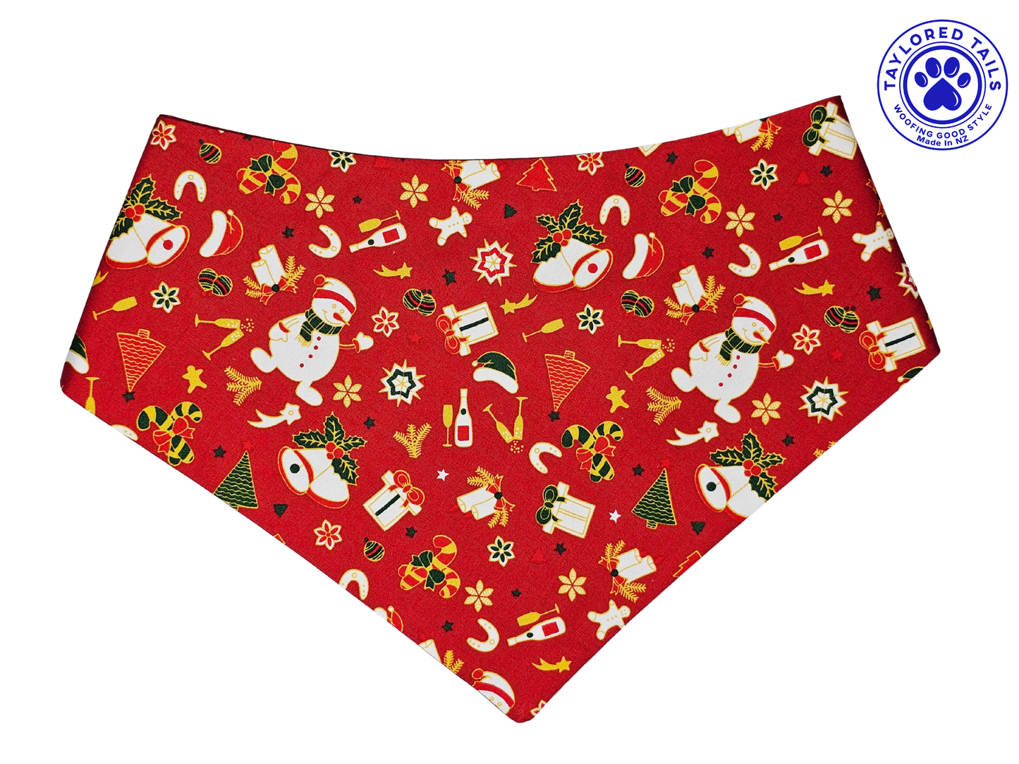 1.5 Snowman Xmas Pet Bandana - Red