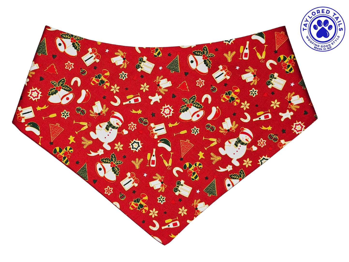 1.5 Snowman Xmas Pet Bandana - Red