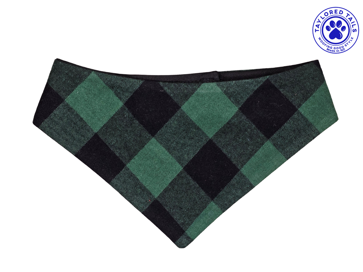 Green Flannel Dog Bandana