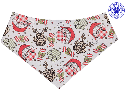 1.11 Xmas Paws on White Dog Bandana