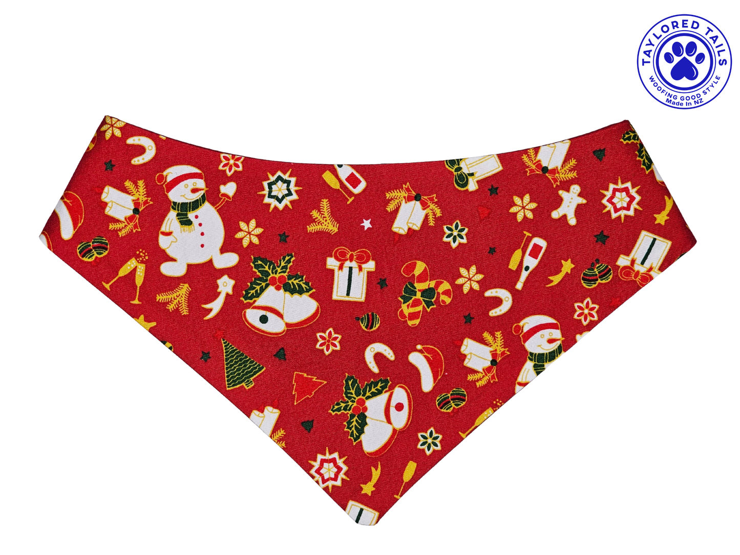 1.5 Snowman Xmas Pet Bandana - Red