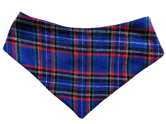 Blue Tartan Flannel Dog Bandana