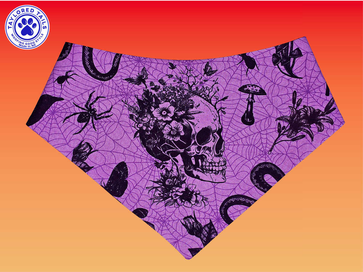Freaky Purple Skull Dog Bandana