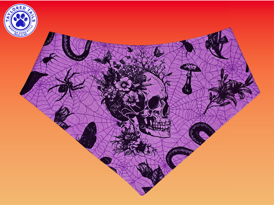 Freaky Purple Skull Dog Bandana