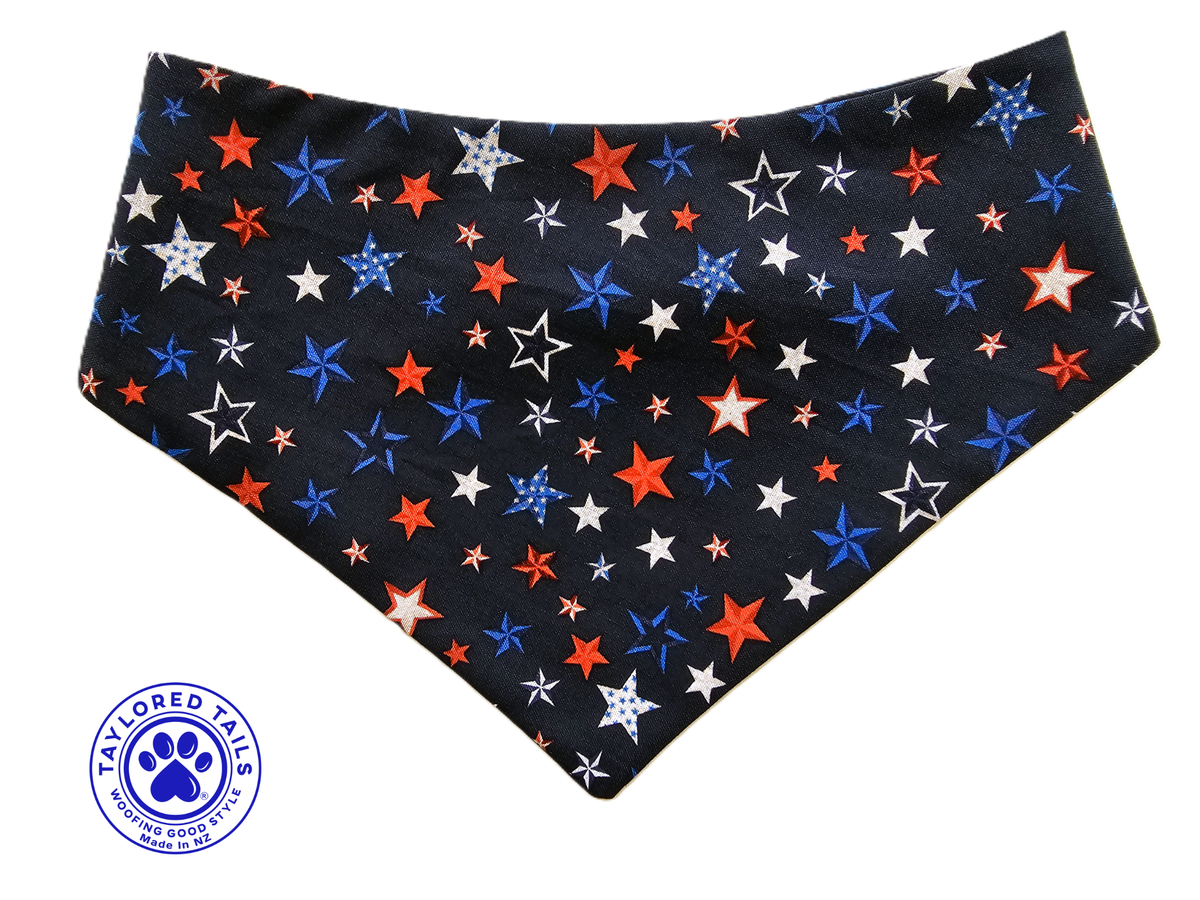 Red, White & Blue Stars Dog Bandana | NZ Made | 100% Cotton