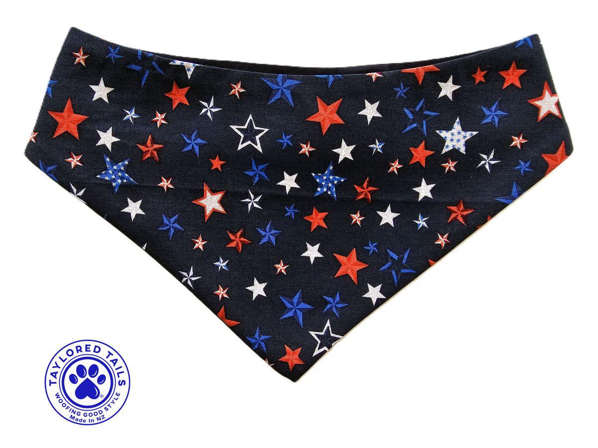 Red, White & Blue Stars Dog Bandana | NZ Made | 100% Cotton