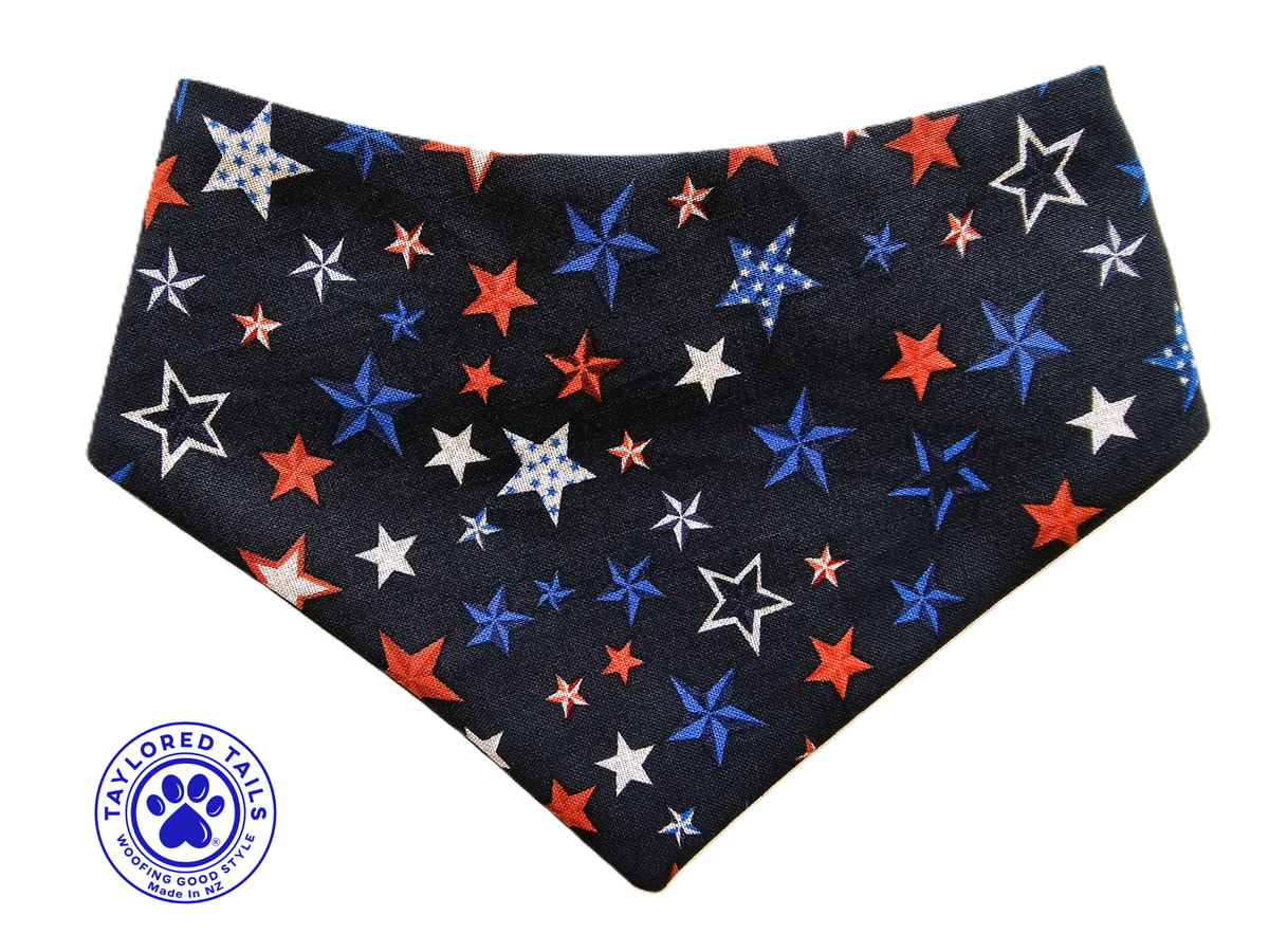 Red, White & Blue Stars Dog Bandana | NZ Made | 100% Cotton