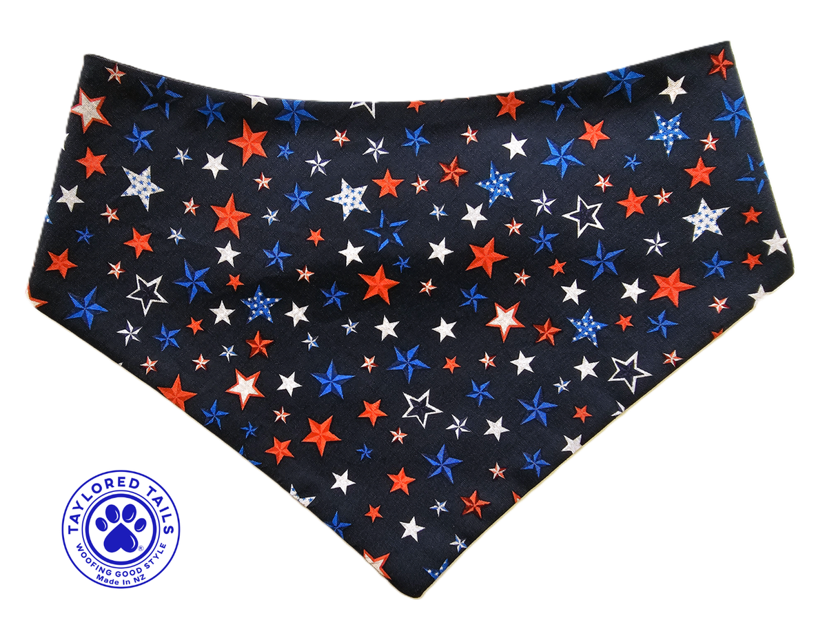 Red, White & Blue Stars Dog Bandana | NZ Made | 100% Cotton