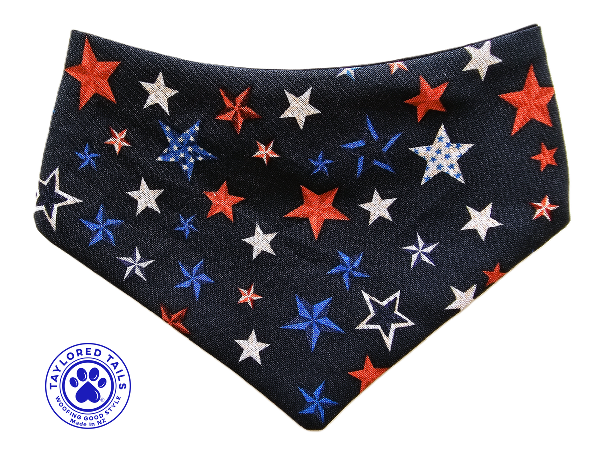 Red, White & Blue Stars Dog Bandana | NZ Made | 100% Cotton