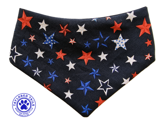 Red, White & Blue Stars Dog Bandana | NZ Made | 100% Cotton