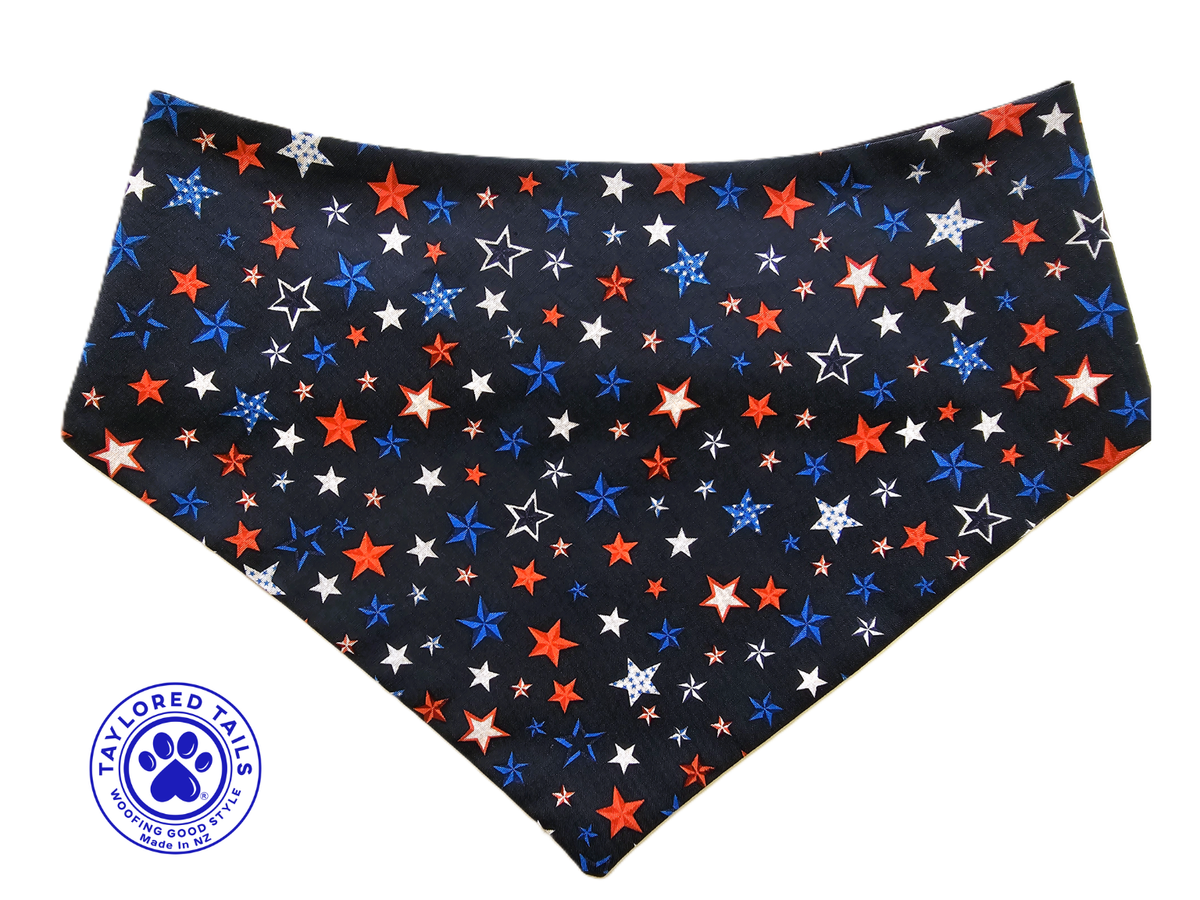 Red, White & Blue Stars Dog Bandana | NZ Made | 100% Cotton